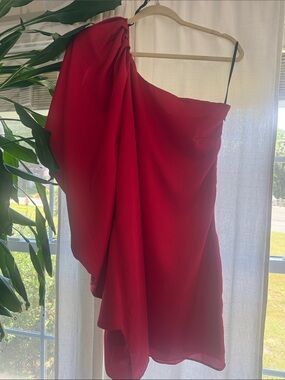 One-Shoulder Red Cocktail Dress